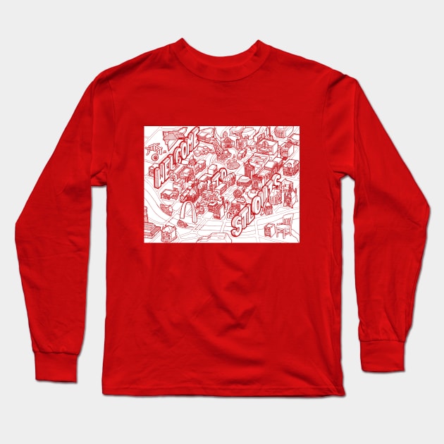 St Louis Arts Illustrated Map (Colored Lines) Long Sleeve T-Shirt by illustravery